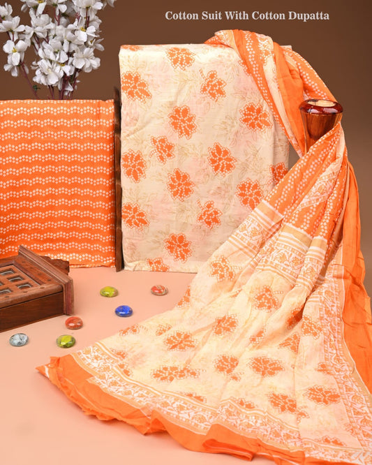 Exclusive Hand Block Cotton Suit With Cotton Dupatta