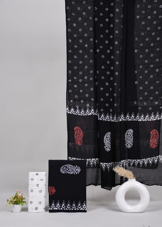 Exclusive Hand Block Cotton Suit With Cotton Dupatta