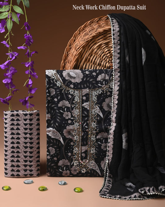 PREMIUM GOTA PATTI COTTON SUIT SET WITH CHIFFON DUPATTA