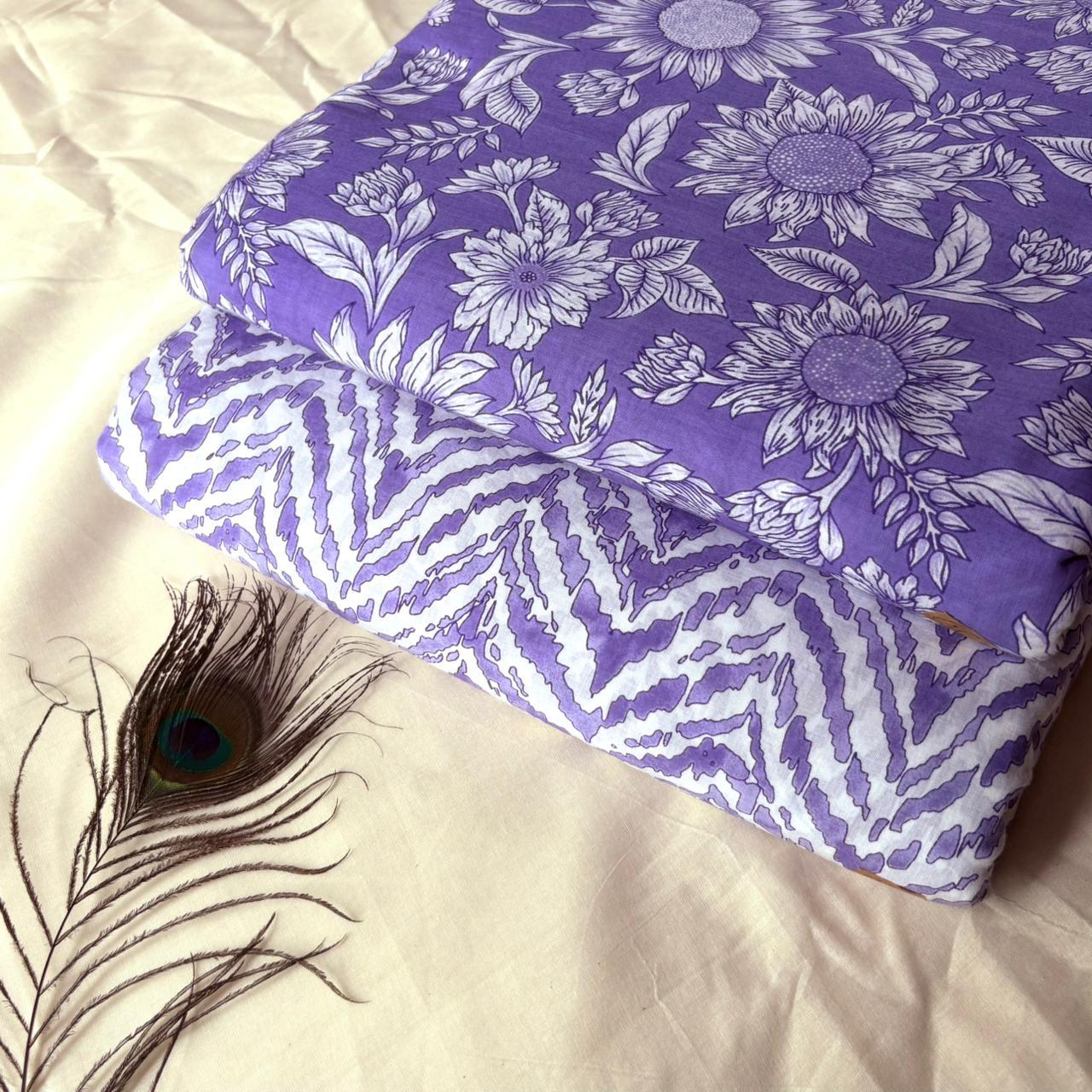 Elegant Hand Block Printed Cotton Top And Bottom Suit Sets