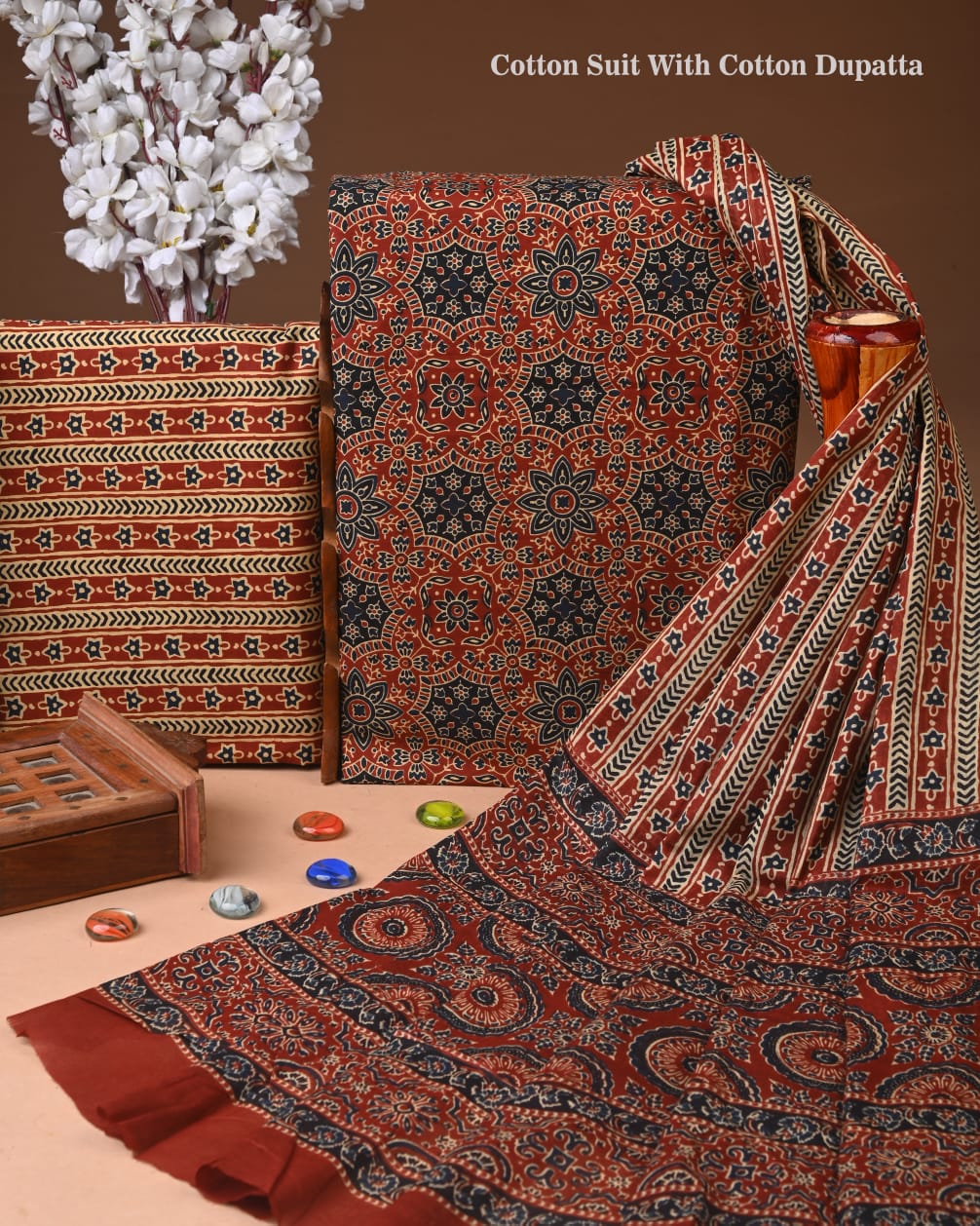 Exclusive Hand Block Cotton Suit With Cotton Dupatta
