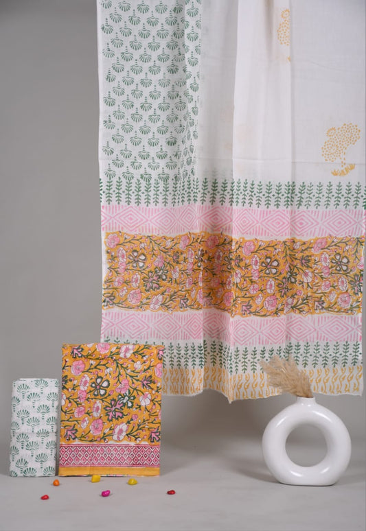 Exclusive Hand Block Cotton Suit With Cotton Dupatta