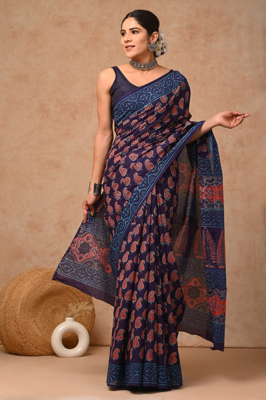 PREMIUM COTTON SAREE WITH BLOUSE PIECE