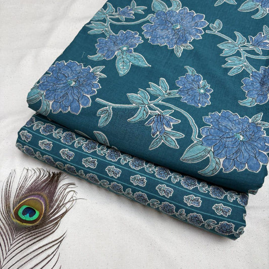 Elegant Hand Block Printed Cotton Top And Bottom Suit Sets