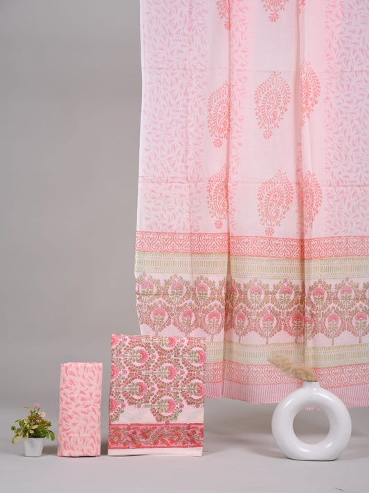 Exclusive Hand Block Cotton Suit With Cotton Dupatta