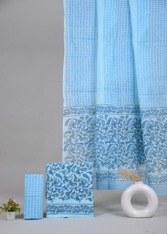 Exclusive Hand Block Cotton Suit With Cotton Dupatta