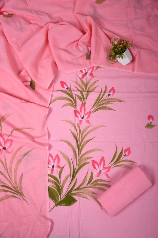 Exclusive Hand Block Cotton Suit With Cotton Dupatta