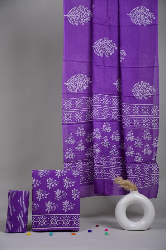 Exclusive Hand Block Cotton Suit With Cotton Dupatta