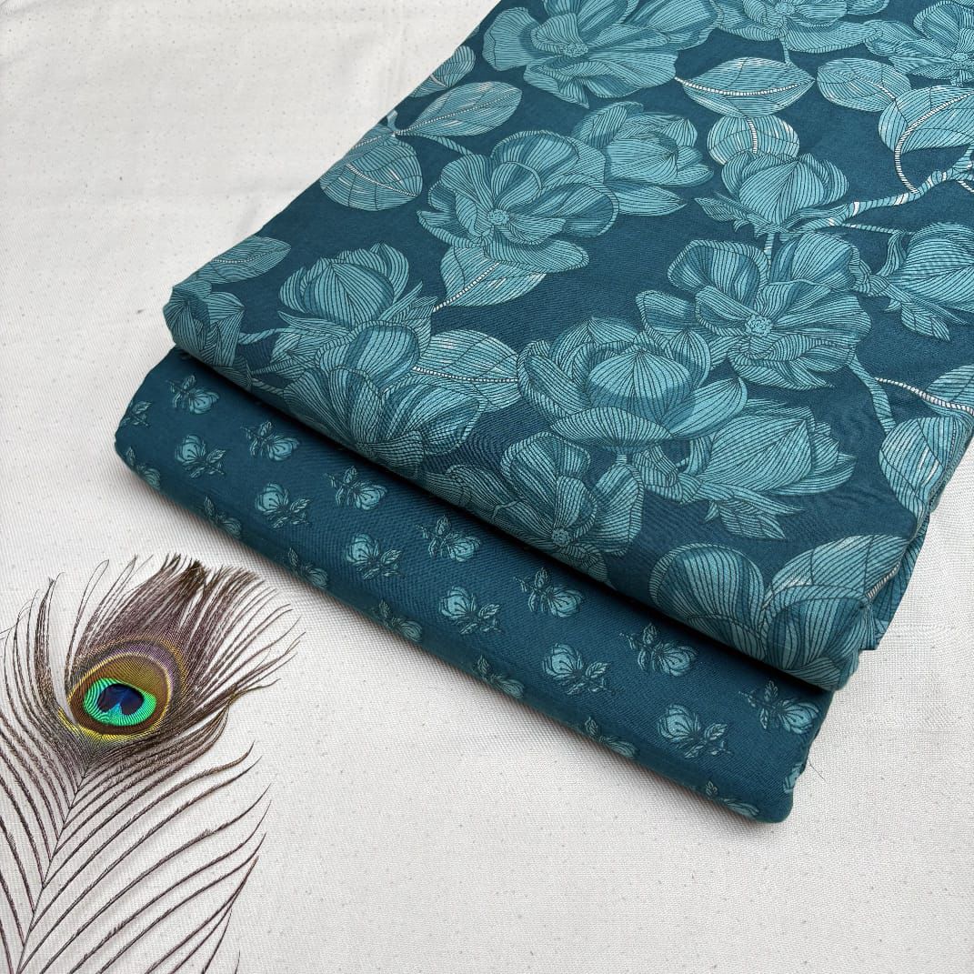 Elegant Hand Block Printed Cotton Top And Bottom Suit Sets