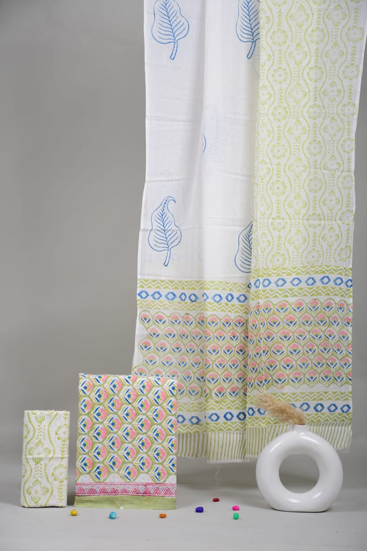 Exclusive Hand Block Cotton Suit With Cotton Dupatta Suit Sets