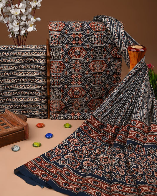 Exclusive Hand Block Cotton Suit With Cotton Dupatta
