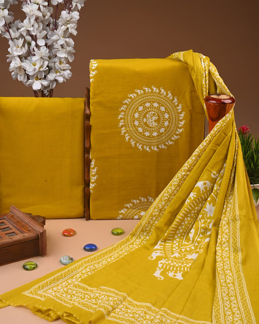 Exclusive Hand Block Cotton Suit With Cotton Dupatta