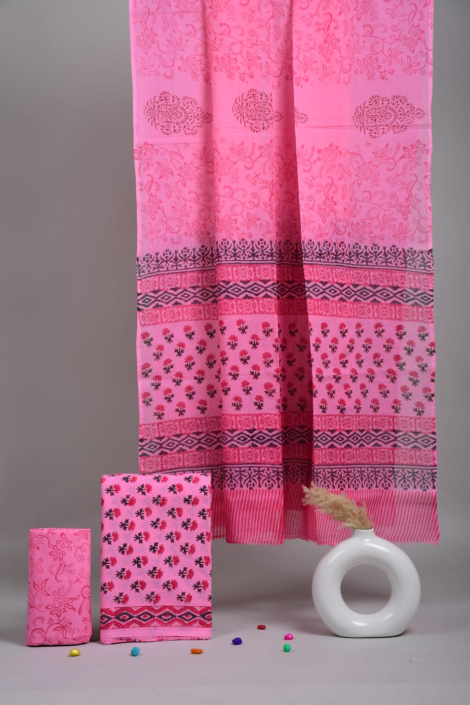 Exclusive Hand Block Cotton Suit With Cotton Dupatta Suit Sets