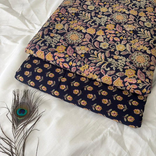 Elegant Hand Block Printed Cotton Top And Bottom Suit Sets