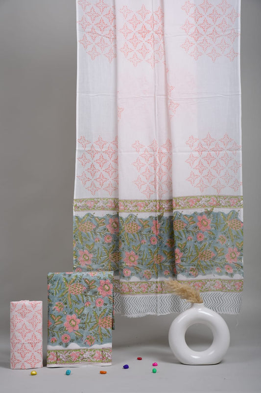 Exclusive Hand Block Cotton Suit With Cotton Dupatta Suit Sets