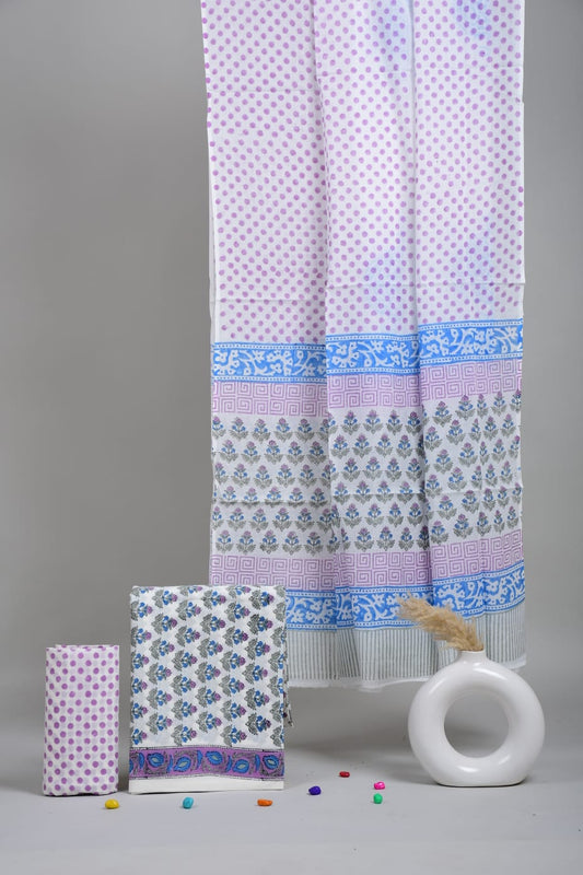 Exclusive Hand Block Cotton Suit With Cotton Dupatta Suit Sets