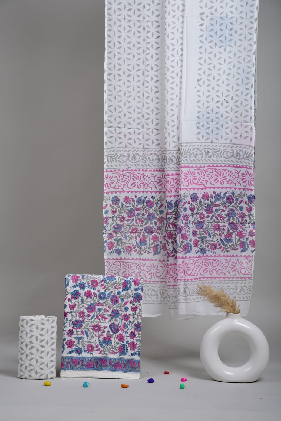 Exclusive Hand Block Cotton Suit With Cotton Dupatta Suit Sets