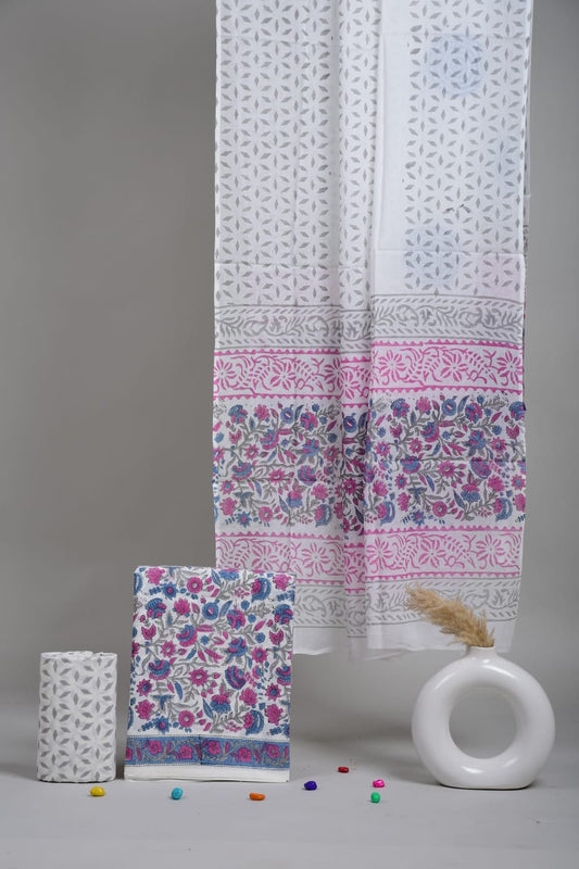 Exclusive Hand Block Cotton Suit With Cotton Dupatta Suit Sets