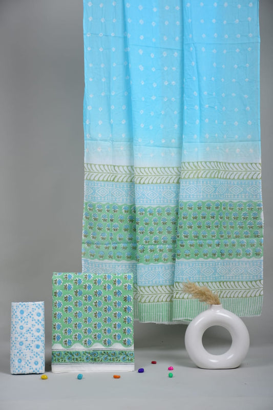 Exclusive Hand Block Cotton Suit With Cotton Dupatta Suit Sets