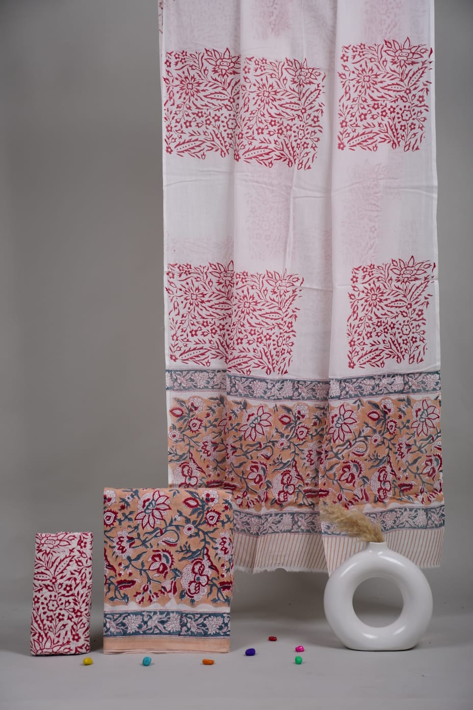 Exclusive Hand Block Cotton Suit With Cotton Dupatta Suit Sets