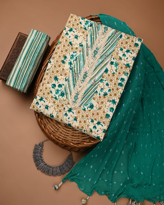 PREMIUM GOTA PATTI COTTON SUIT SET WITH CHIFFON DUPATTA