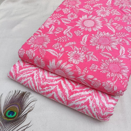Elegant Hand Block Printed Cotton Top And Bottom Suit Sets