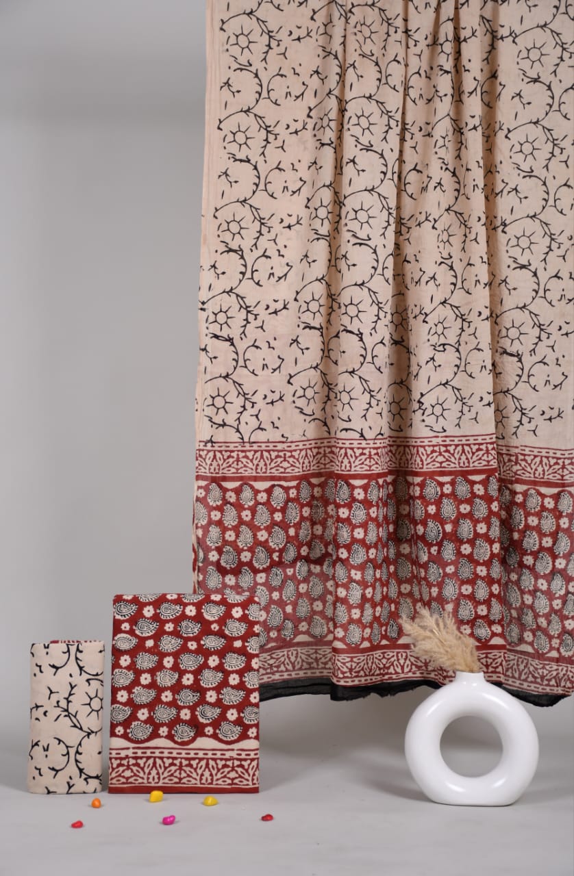 Exclusive Hand Block Cotton Suit With Cotton Dupatta