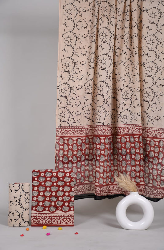 Exclusive Hand Block Cotton Suit With Cotton Dupatta