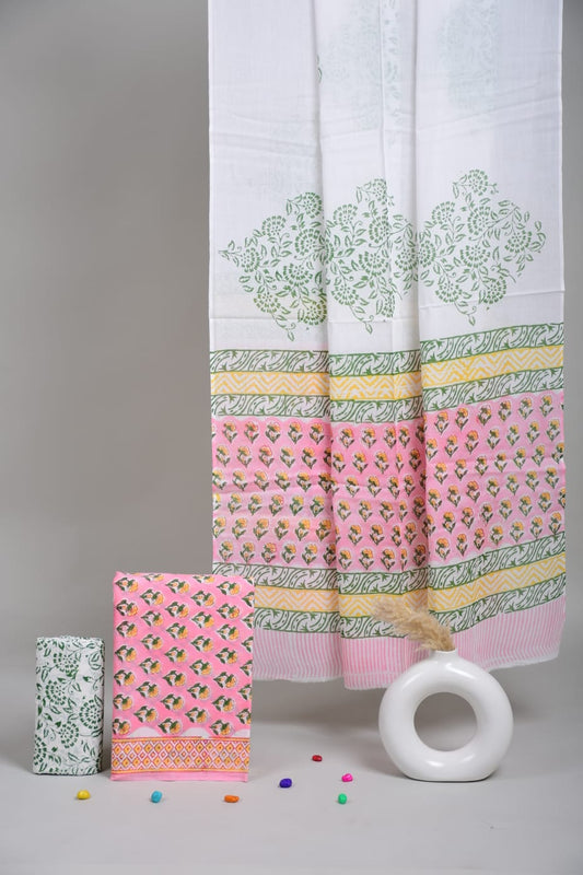 Exclusive Hand Block Cotton Suit With Cotton Dupatta Suit Sets