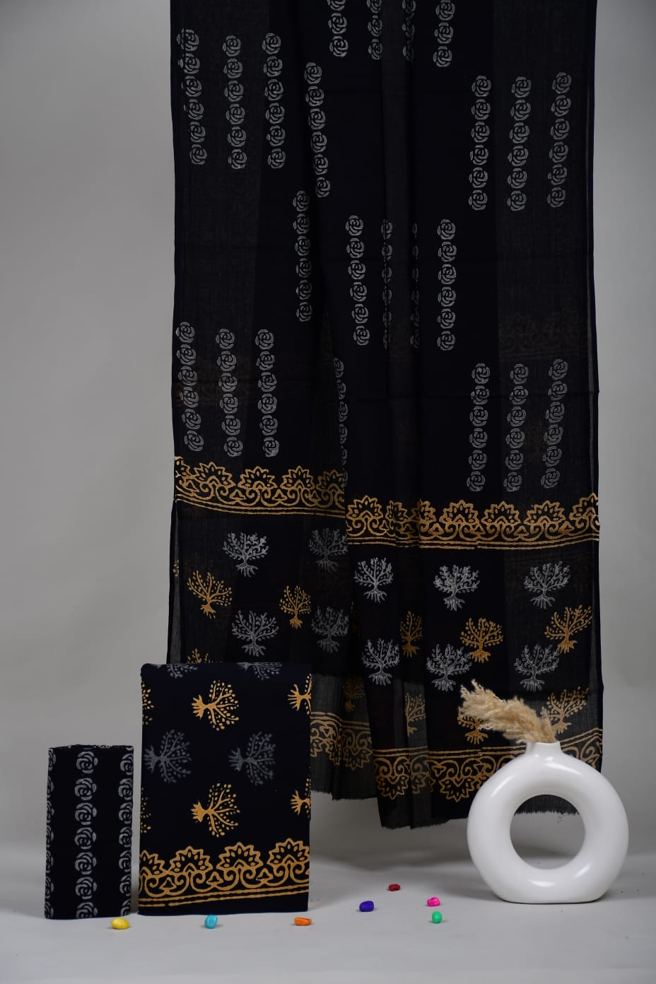 Exclusive Hand Block Cotton Suit With Cotton Dupatta Suit Sets