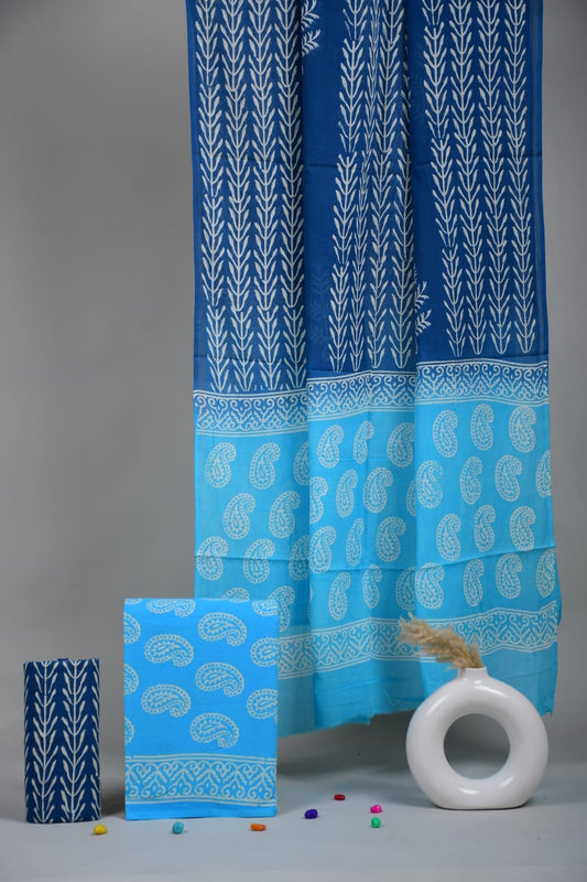 Exclusive Hand Block Cotton Suit With Cotton Dupatta Suit Sets