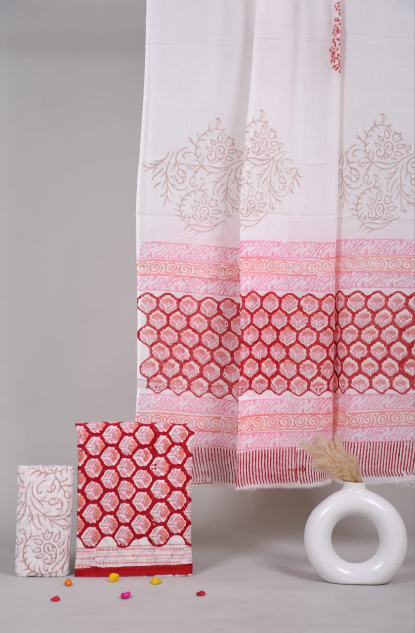 Exclusive Hand Block Cotton Suit With Cotton Dupatta