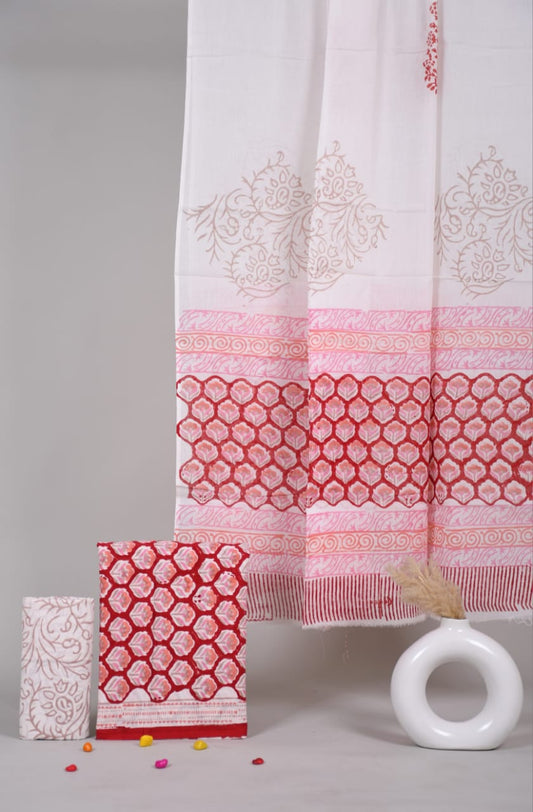 Exclusive Hand Block Cotton Suit With Cotton Dupatta