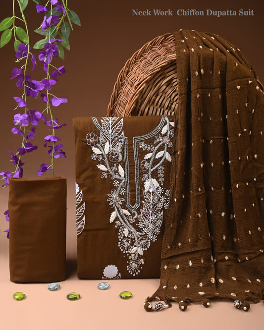 PREMIUM GOTA PATTI COTTON SUIT SET WITH CHIFFON DUPATTA