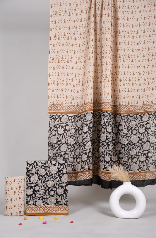 Exclusive Hand Block Cotton Suit With Cotton Dupatta