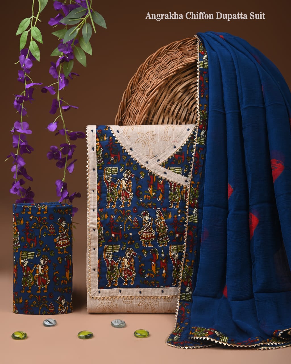 PREMIUM GOTA PATTI COTTON SUIT SET WITH CHIFFON DUPATTA