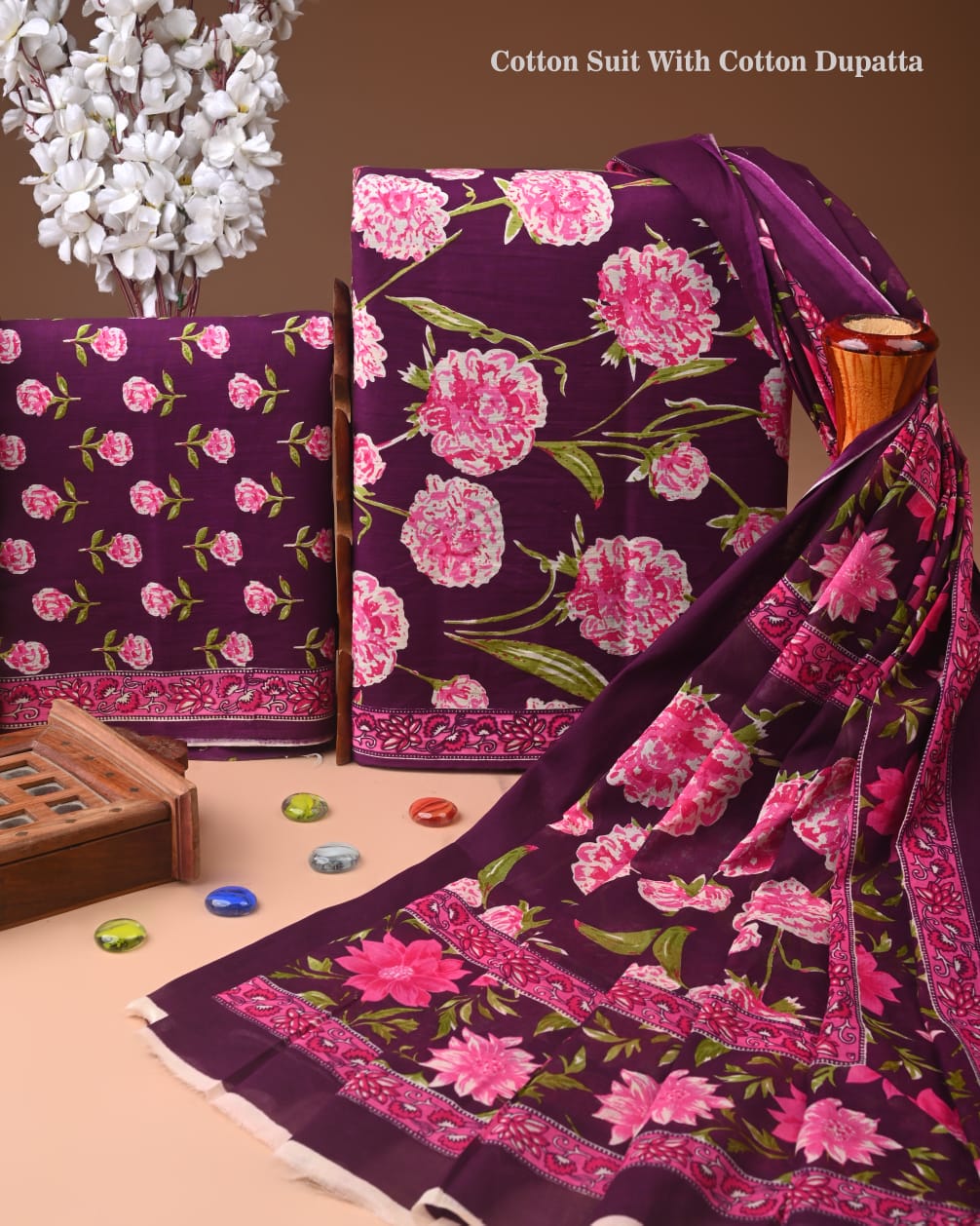 Exclusive Hand Block Cotton Suit With Cotton Dupatta