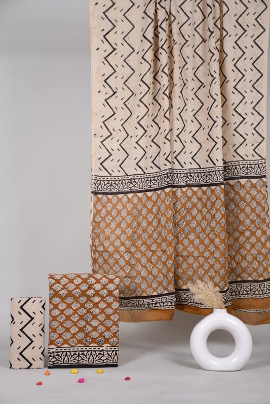 Exclusive Hand Block Cotton Suit With Cotton Dupatta