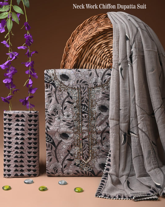 PREMIUM GOTA PATTI COTTON SUIT SET WITH CHIFFON DUPATTA