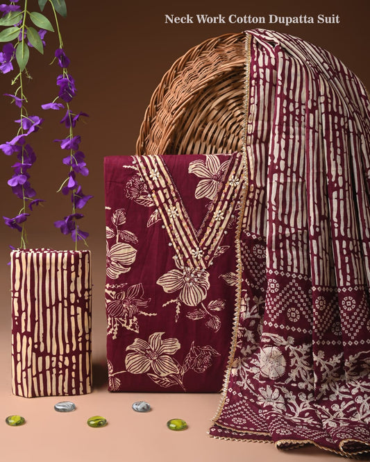 PREMIUM GOTA PATTI COTTON SUIT SET WITH COTTON DUPATTA