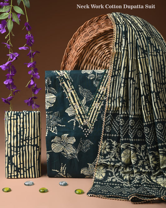 PREMIUM GOTA PATTI COTTON SUIT SET WITH COTTON DUPATTA