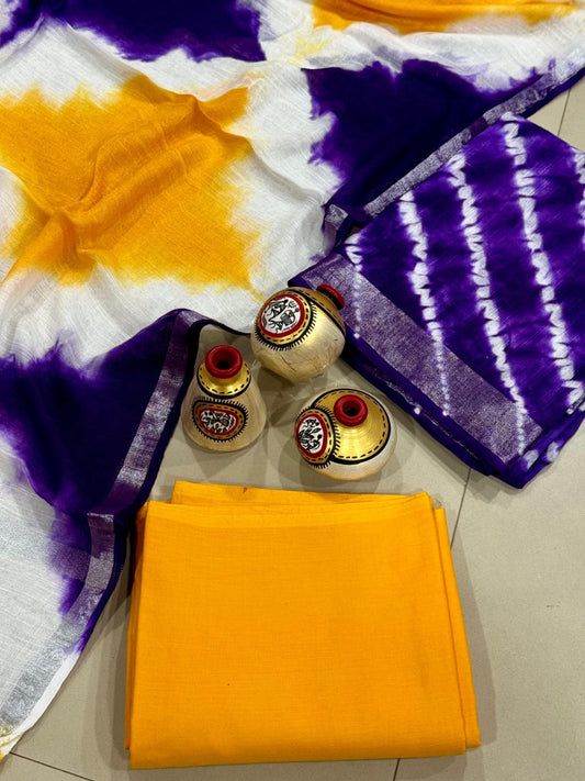 Exclusive Hand Block Linen Suit With Linen Dupatta(VkLS24)