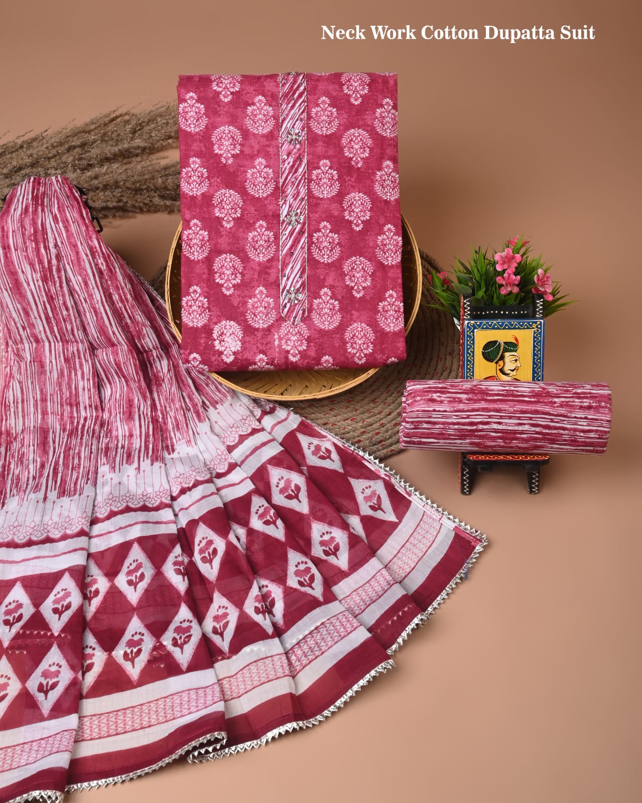 PREMIUM GOTA PATTI COTTON SUIT SET WITH COTTON DUPATTA