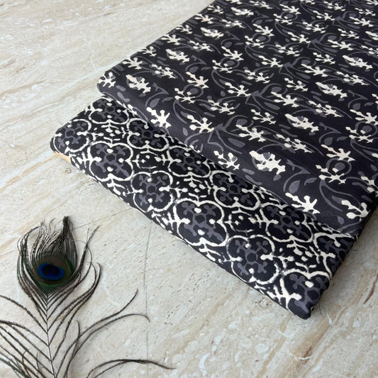 Elegant Hand Block Printed Cotton Top And Bottom Suit Sets(VKTB31)
