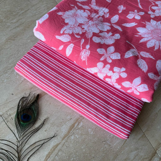 Elegant Hand Block Printed Cotton Top And Bottom Suit Sets(VKTB36)