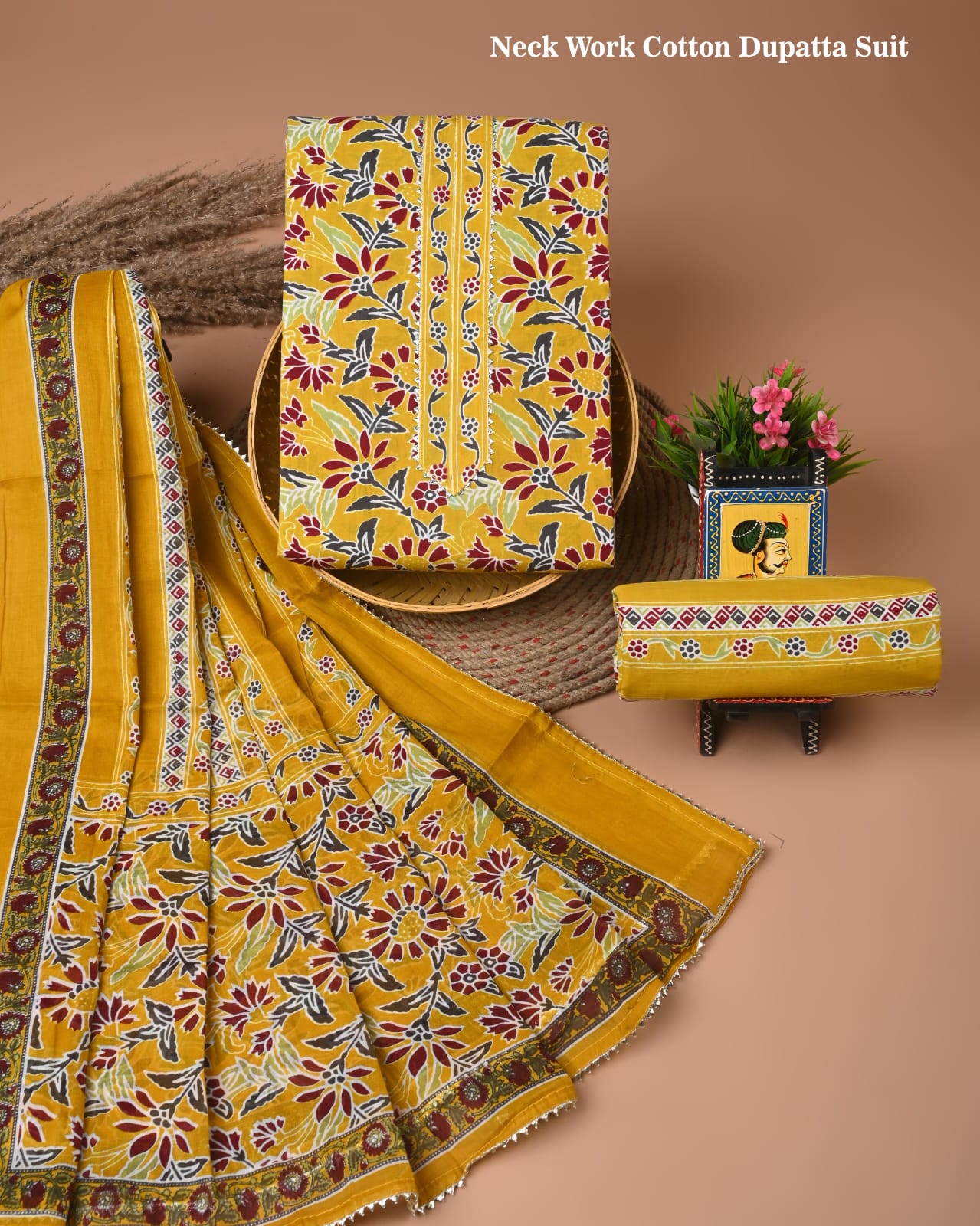 PREMIUM GOTA PATTI COTTON SUIT SET WITH COTTON DUPATTA