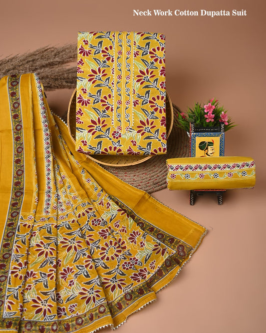 PREMIUM GOTA PATTI COTTON SUIT SET WITH COTTON DUPATTA