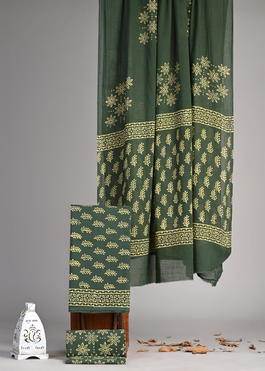Exclusive Hand Block Cotton Suit With Cotton Dupatta(VKCOT31)