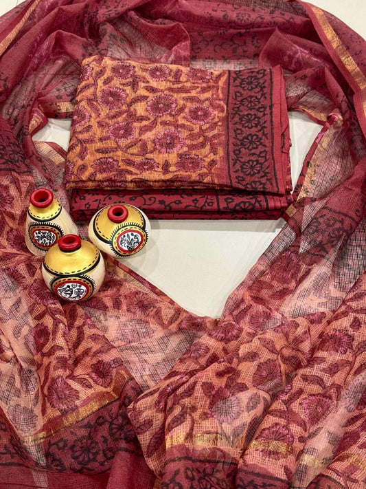 New exclusive traditional collection of Full Kota doriya Suits with kota doriya dupatta(KDSU56)