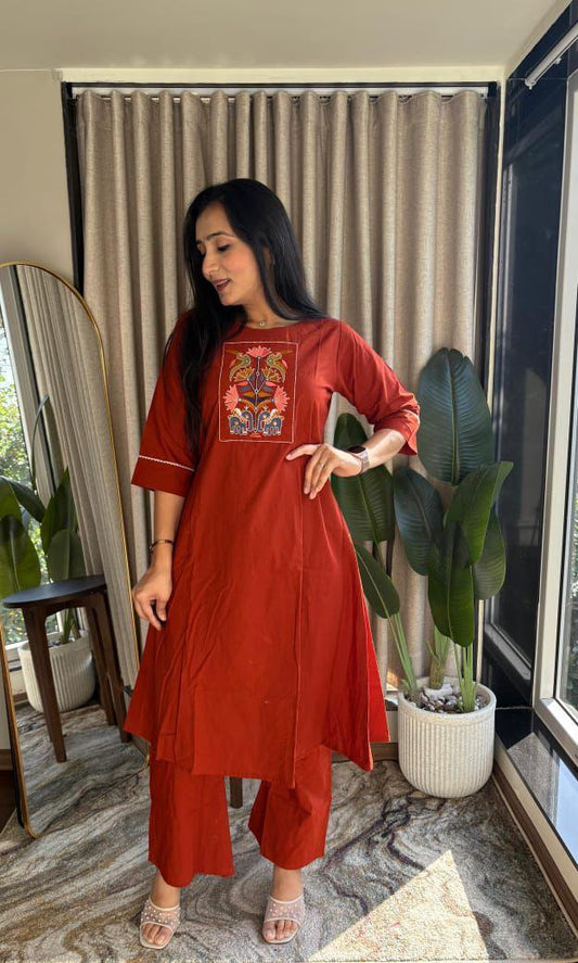 Pure Cotton  Aline Flair Kurta Pant